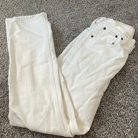 Abercrombie and fitch 90s straight low rise jeans in cream Sz 24/00 short - Picture 1 of 2